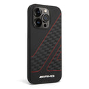 AMG Liquid Silicone Case - Checkered Flag Pattern, Bumper Protection iPhone 14 Pro Max- Black/Red-smartzonekw