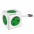Allocacoc Power Cube Extended UK 5x Plug 1.5m - Green-smartzonekw