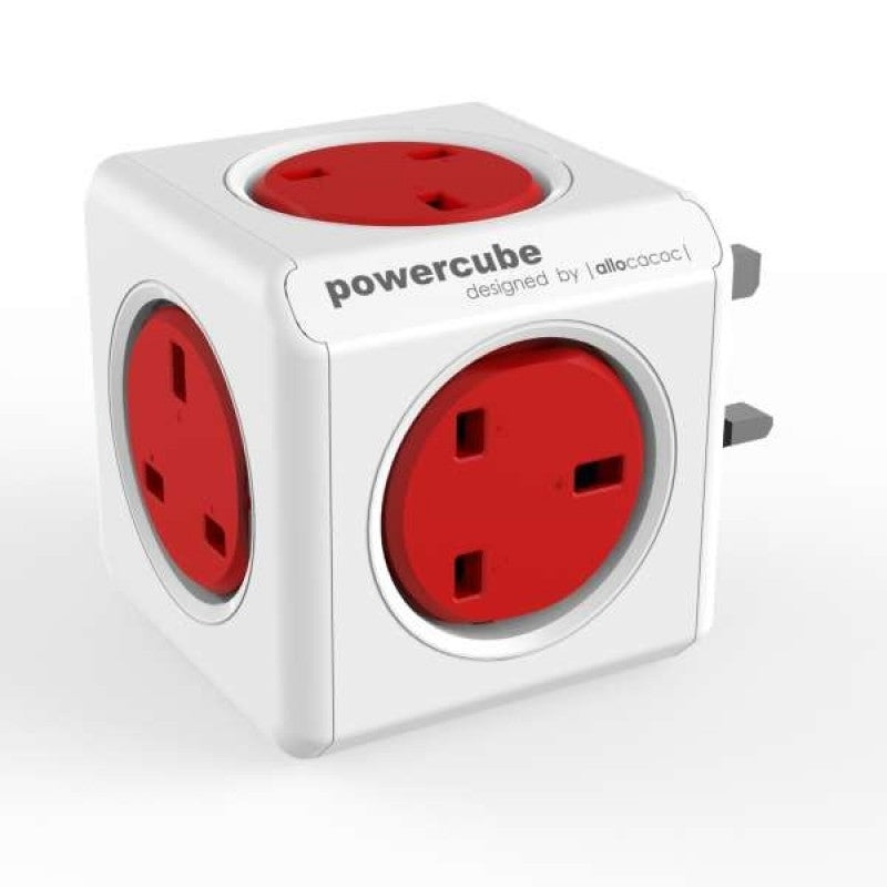 Allocacoc PowerCube Original 5 Way Power Socket UK Plug - Red-smartzonekw