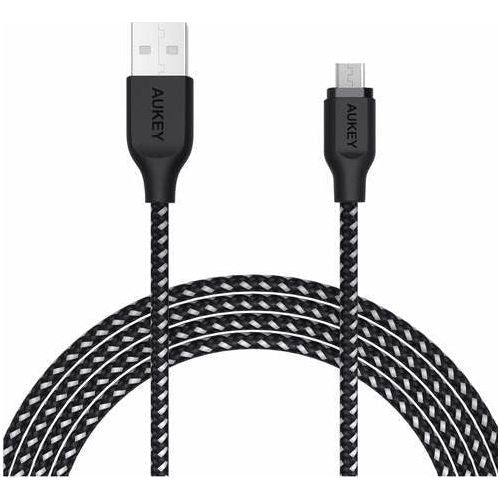 Aukey CB-AM1 High Performance Nylon Micro USB Cable 1.2 meter - Black - smartzonekw