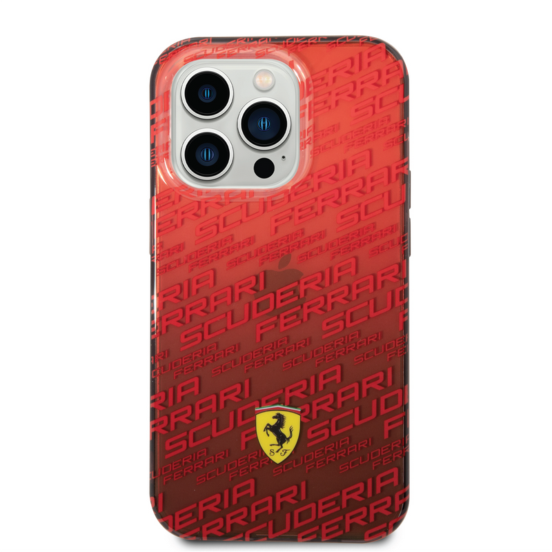 Ferrari Gradient PC/TPU Case with Allover Scuderia & Dyed Bumper for iPhone 14 Pro Max-smartzonekw