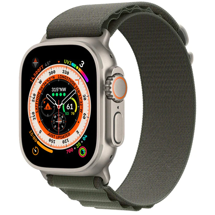 Apple Watch Ultra GPS + Cellular, 49mm Titanium Case with Green Alpine Loop-smartzonekw