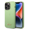 Guess Liquid Silicone Case with PC Camera Outline & Script Metal Logo  for iPhone 14 Pro - Green-smartzonekw