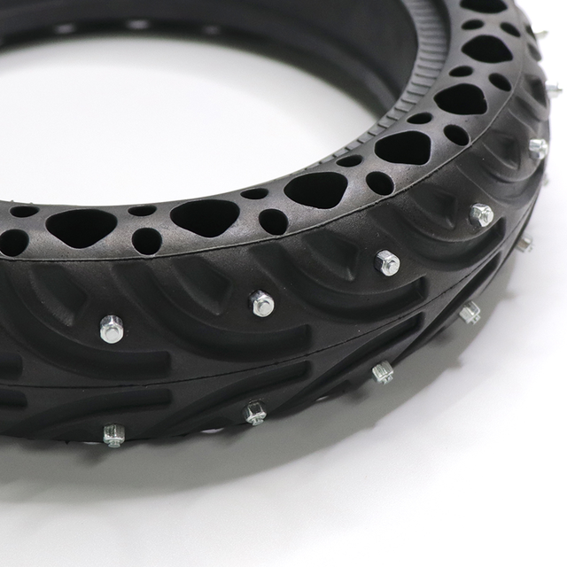 NEW HONEYCOMB SOLID TIRE WITH RIVET ANTI SKID For Scooter 8.5 inch - BLACK (M-14H) - smartzonekw