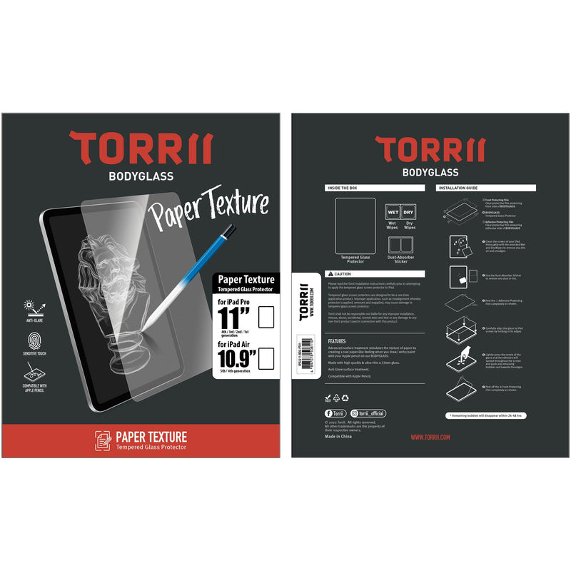 Torrii BODYGLASS Paper Texture Glass Screen Protector for iPad Pro 11" (4th/3rd/2nd/1st  Gen.) & iPad Air 10.9” (5th/4th Gen.) - Clear-smartzonekw