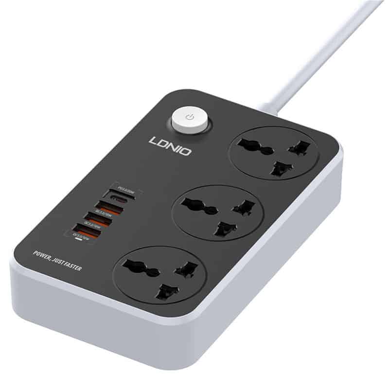 LDNIO SC3412 PD 20W Power Strip 2-Meter Wall Extension Plug Cord with 3 Socket Outlets 38W UK - Smartzonekw