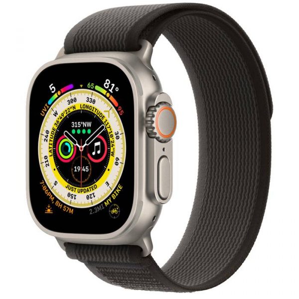 Apple Watch Ultra GPS + Cellular, 49mm Titanium Case with Black/Gray Trail Loop-smartzonekw