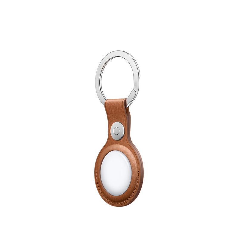 AirTag Leather Key Ring - Saddle Brown - smartzonekw