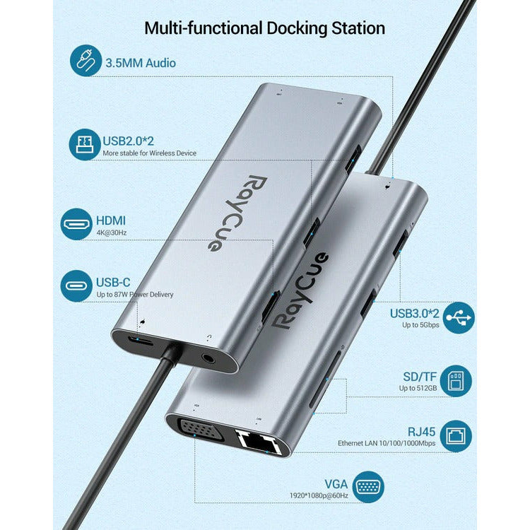 Kuwait RayCue ExpandPro Prime+ 11-in-1 USB-C Hub/Docking Station-smartzonekw