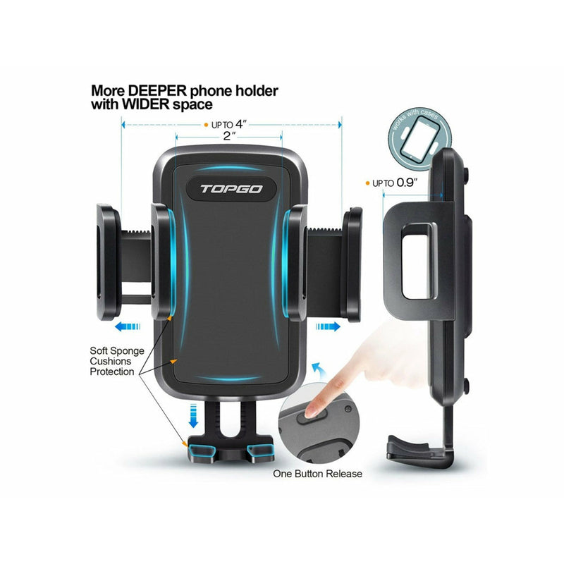 Topgo 360 Degree Gooseneck Car Cup Holder Phone Mount - Black-smartzonekw