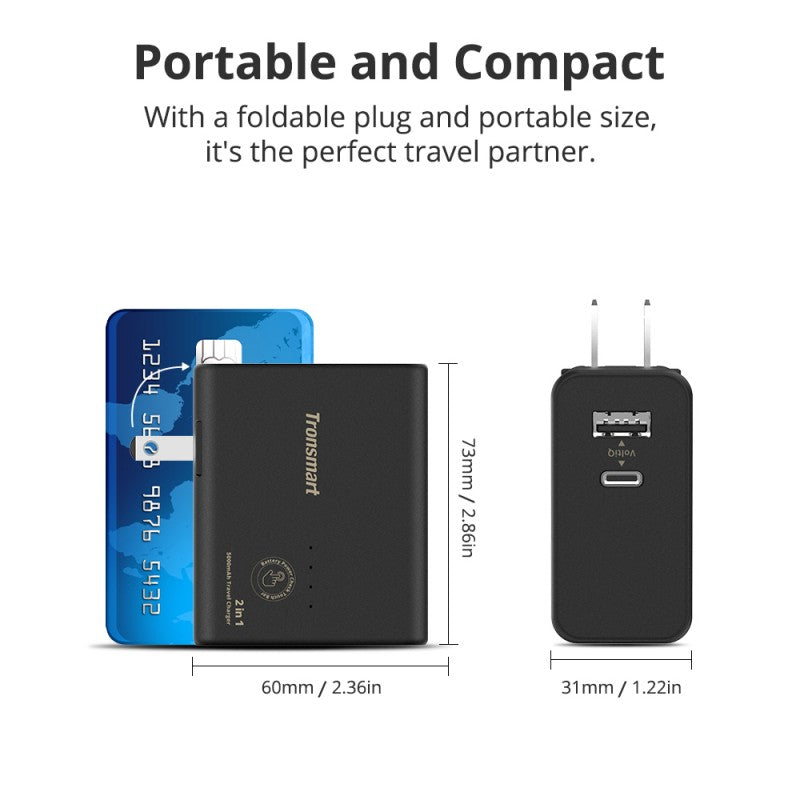 Tronsmart WPB01 2 in 1 Portable Travel Charger-smartzonekw