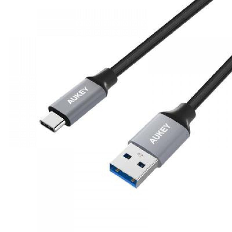 Aukey Braided Nylon USB-A TO C Cable 1.2m/3.9ft - Black - smartzonekw