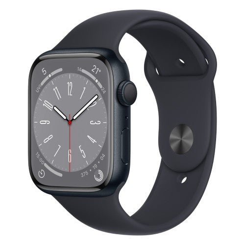 Apple Watch Series 8 GPS 45mm Midnight Aluminum Case with Midnight Sport Band + Free Screen Protector - Smartzonekw