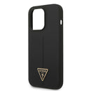 Guess Liquid Silicone Case with Shiny Line & Metal Triangle Tone Logo iPhone 14 Pro-smartzonekw