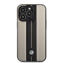 BMW Signature Collection Genuine Leather Case with Hot Stamp Lines iPhone 14 Pro Max  - Beige-smartzonekw