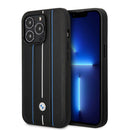 BMW Signature Collection Genuine Leather Case with Hot Stamp Lines iPhone 14 Pro Max  - Black-smartzonekw