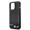 BMW M Collection Magsafe Compatibility PU Carbon Case with Bottom Horizontal Blue Line iPhone 14 Pro Max- Black-smartzonekw