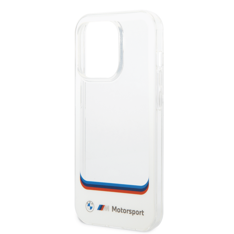 BMW Motorsport Collection PC/TPU IML Case Big Square Transparent and Printed Bottom Logo iPhone 14 Pro - White-smartzonekw