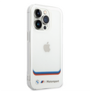 BMW Motorsport Collection PC/TPU IML Case Big Square Transparent and Printed Bottom Logo iPhone 14 Pro Max- White-smartzonekw