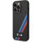 BMW M Collection Magsafe Compatibility Liquid Silicone Case Slanted Tricolor Stripes iPhone 14 Pro - Black-smartzonekw