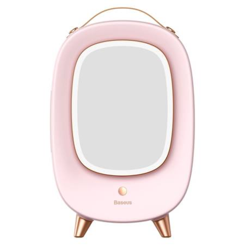 Baseus Beauty Fridge 13L with Makeup Mirror and LED Light 22V CN Plug-Pink-smartzonekw Kuwait