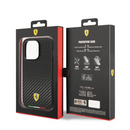 Ferrari Magsafe HC PU Carbon Effect Case with Italian Flag Line & Metal Logo for iPhone 14 Pro-smartzonekw
