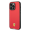 Ferrari Magsafe HC PU Carbon Effect Case with Italian Flag Line & Metal Logo for iPhone 14 Pro - Red-smartzonekw