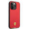 Ferrari Magsafe HC PU Carbon Effect Case with Italian Flag Line & Metal Logo for iPhone 14 Pro Max - Red-smartzonekw