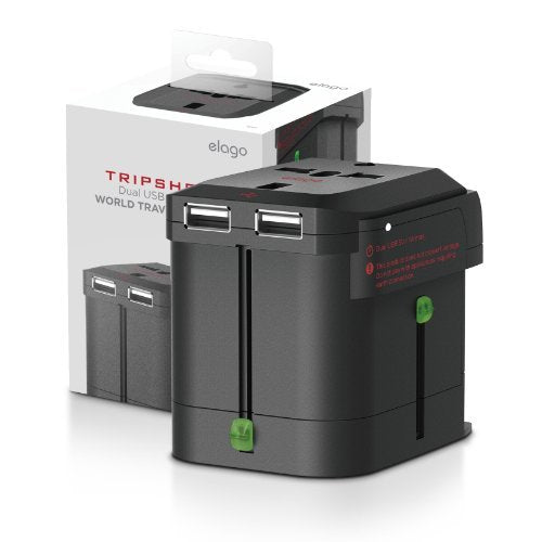 Elago Tripshell World Travel Adapter with Dual USB Charger. - Smartzonekw