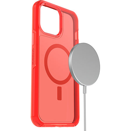 OtterBox iPhone 13 Pro Max/ 12 Pro Max Symmetry Plus Magsafe Clear Case - Translucent Red - Smartzonekw