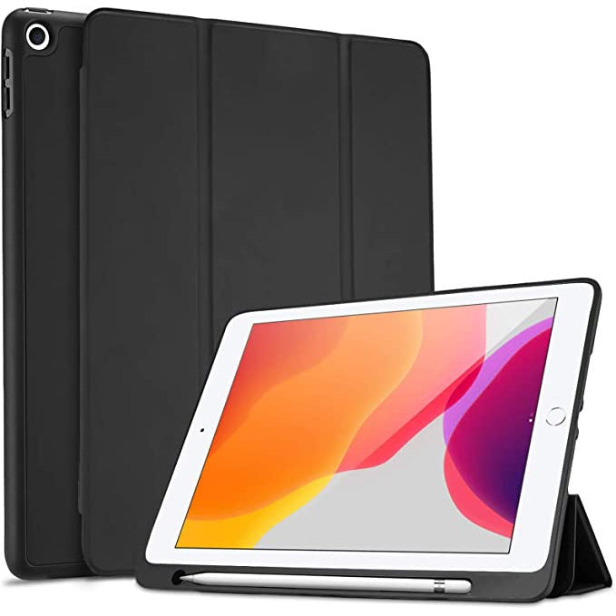 iPad 7, 8 & 9 10.2" Silicone Case with Pencil Slot - Black - Smartzonekw