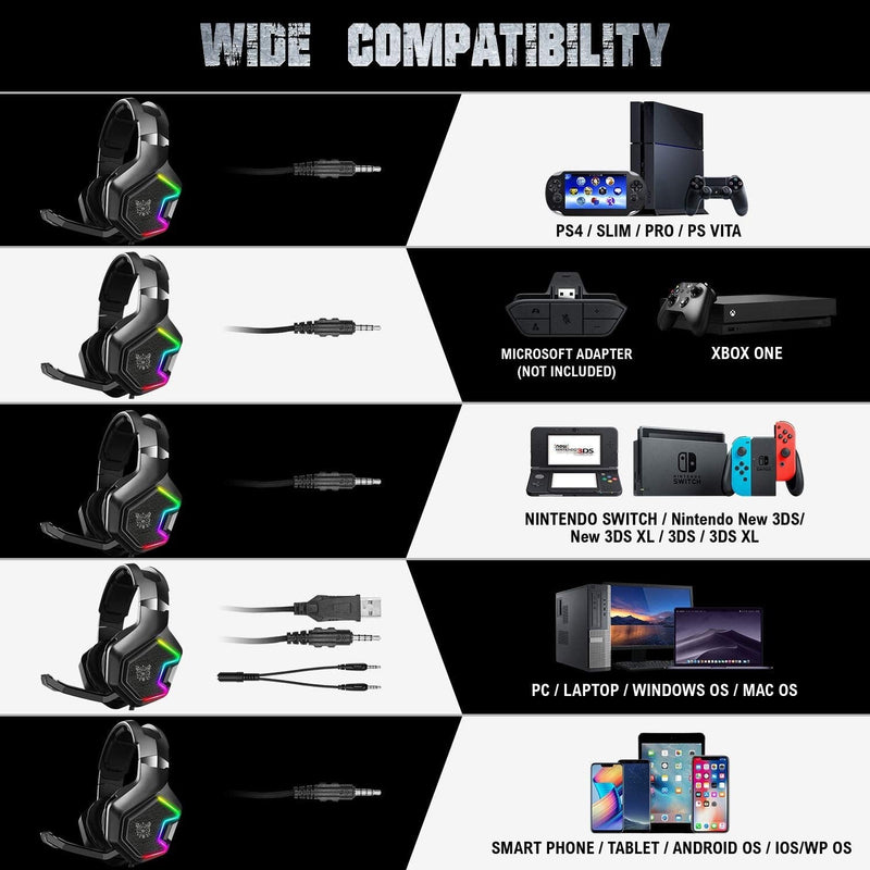 Onikuma K10 Pro Professional Gaming Headset RGB Light , Noise Cancellation - smartzonekw
