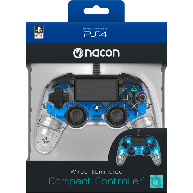 Nacon Wired Illuminated Compact Controller For PlayStation 4 - Blue - smartzonekw