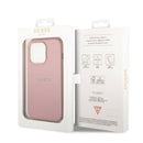 Guess PU Leather Saffiano Case with Metal Logo & Hot Stamp Stripes iPhone 14 Pro-smartzonekw