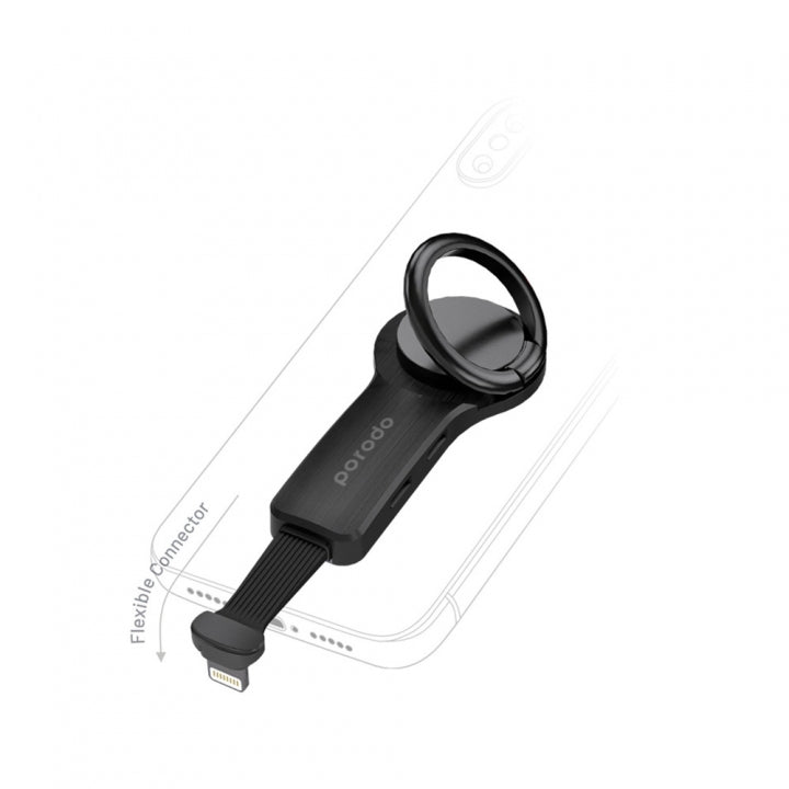 Porodo Dual Lightning Adapter with Finger Grip 2A - Black - Smartzonekw
