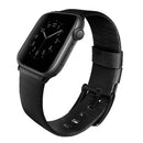 Uniq Mondain Leather Band For Apple Watch 44mm Midnight Black - smartzonekw