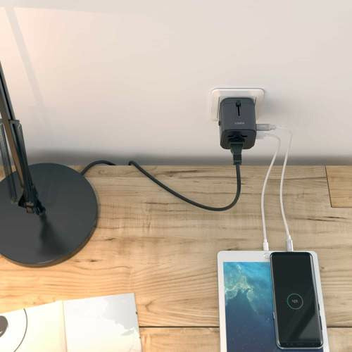 Aukey Universal Travel Adapter With USB-C and USB-A Ports - White - smartzonekw