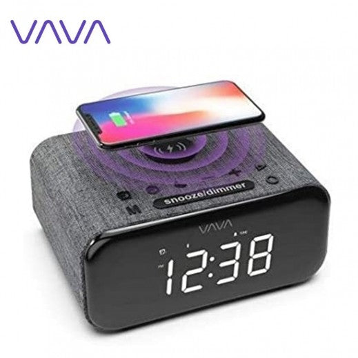 VAVA (VA-SK008 )  5-In-1 Wireless Charging Speaker Clock- Black-smartzonekw