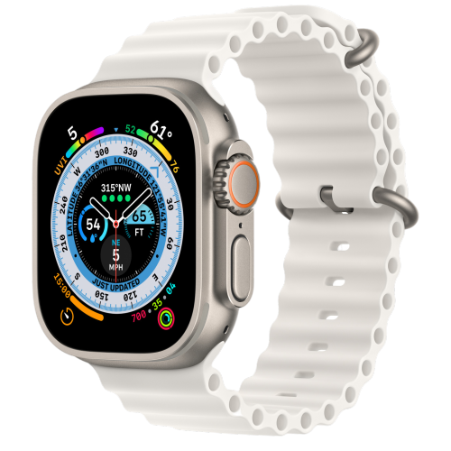 Apple Watch Ultra GPS + Cellular, 49mm Titanium Case with White Ocean Band - Smartzonekw
